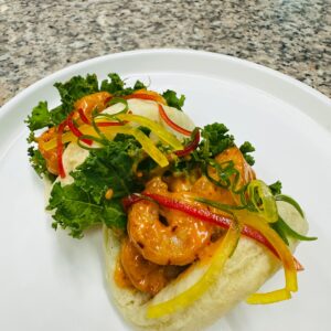 Black Pepper Shrimp Bao Spicy Aioli (open)