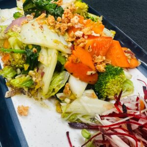 Stir Fried Exotic Napa Cabbage, Mushroom, Broccoli & Bamboo with Chili, Garlic and Lemon Grass