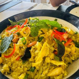 Khao Pad Sapparod - Thai pineapple fried rice with Chicken, Cashew Nuts and Mint Leaf