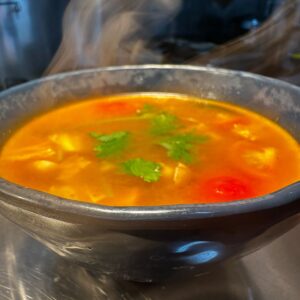 Lao Seafood Soup with Fresh Coriander, Lemongrass and Lime