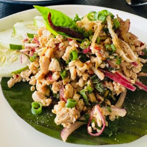 Larb Gai Spicy Chicken Salad with Chili Lime and Toasted Rice