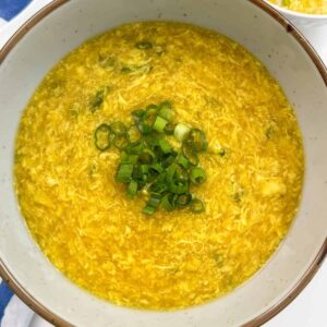 Vietnamese Corn & Asparagus Egg Drop Soup with Garlic Infused Oil
