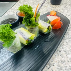 Vietnamese Summer Rolls - Rice Paper Rolls with Roasted Peanut and Nuoc Cham Dip  (Avocado/Chicken/Prawns/Fresh Vegetables)